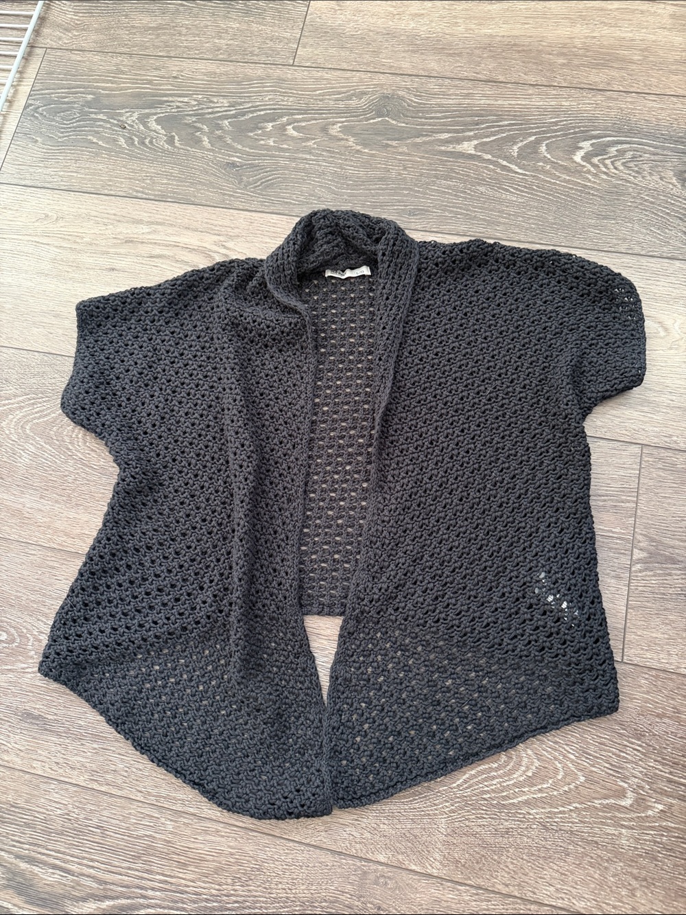 Old Navy Black Open-Weave Short-Sleeve Cardigan